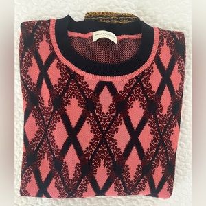 Dries van Noten womens Pink Black burguny motif Swtr. Small. Made In Belgium